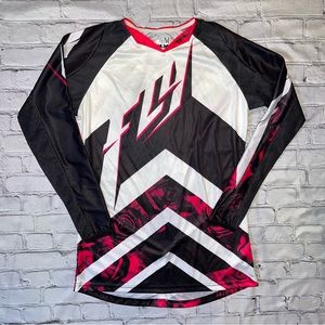 Fly Racing Jersey Womens Pink & Black Roses Medium